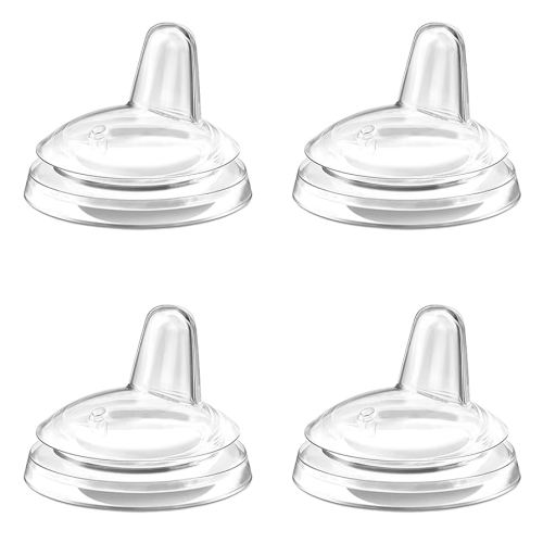 Sippy Spout Nipples for Philips Avent Natural Baby Bottles, My Grippy Spout Sippy Cup and Natural Trainer Sippy Cup, Food Grade Soft Silicone, Variable Flow, 6m+, 4 Count