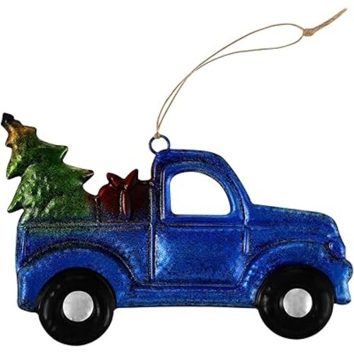 BESTOYARD Christmas Car Hanging Decorations Blue Vintage Truck Ornament for Home Office Holiday Tree Decor Unique Christmas