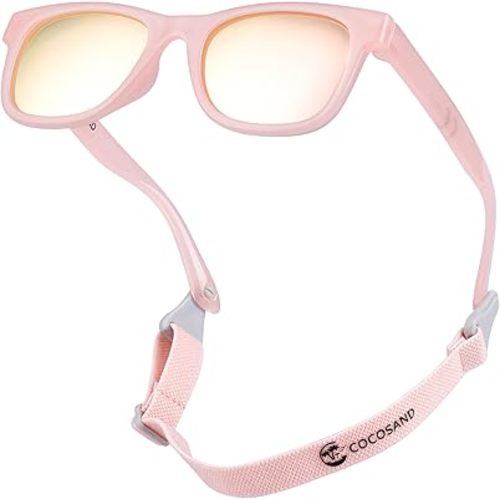 COCOSAND Flexible Baby Sunglasses with Strap Polarized UV Protection for Toddler Infant Newborn Boy Girl Age 0-24 Months