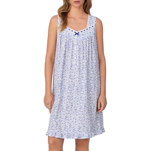 Eileen West Sleepwear & Loungewear for Women - Jersey Knit Collection - 100% Cotton Sleeveless Lightweight Short Nightgown