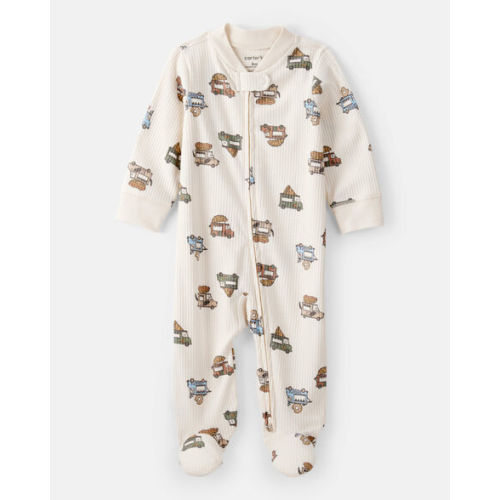 Baby Boy Truck Print Cotton Long-Sleeve Sleep & Play Pajamas - Ivory - Carter's | Carter's