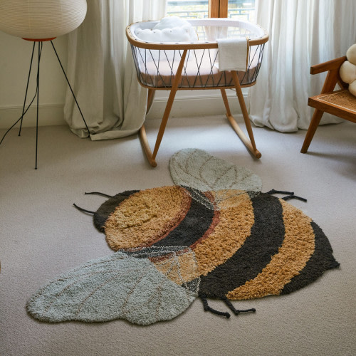 Lorena Canals Washable Rug Bee - Black, 3' 9" X 5'