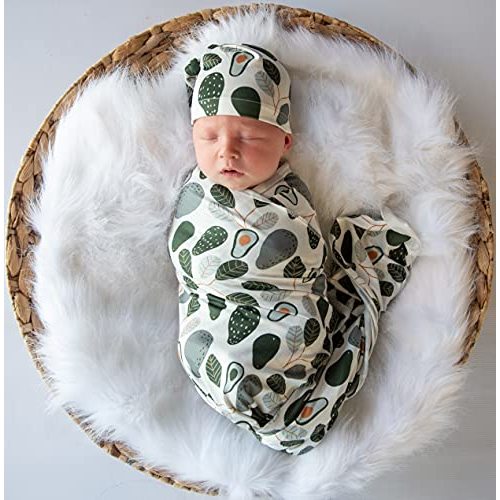 Terriboo Newborn Premiee Swaddle Blanket Receiving Blanket Baby Stretchy Wrap Set with Matching Beanie for Baby Boy Newborn Announcement