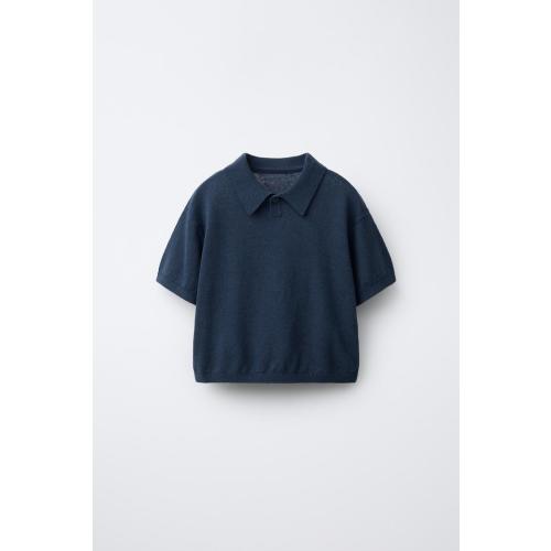 COTTON LINEN KNIT POLO SHIRT - Navy blue | ZARA United States