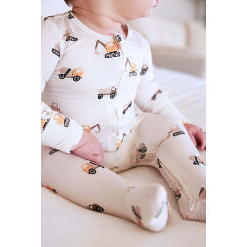 Zipper Footie in Little Builder | Caden Lane