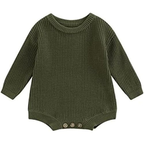 Newborn Baby Romper Sweater Embroidery Knit Pullover Warm Sweatshirt Romper Fall Winter Clothes