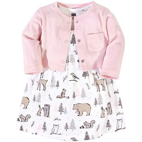 Hudson Baby Baby Girls' Cotton Dress and Cardigan Set