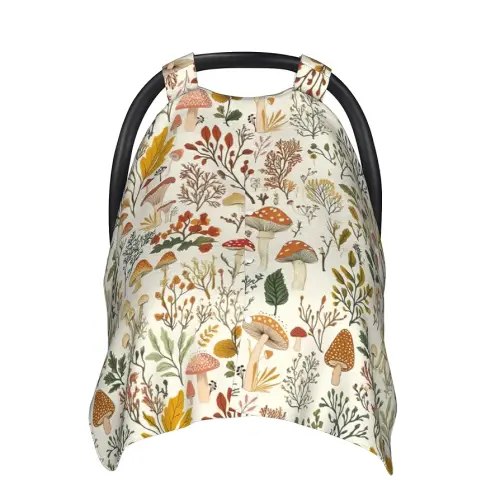 Mushroom Baby Car Seat Canopy Cover Multi Use Nursing Cover for Newborn Mom Nursing Breastfeeding Covers Newborn Shower Gifts(White)