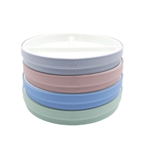 6.7"/16cm Porcelain White Divided Plates with Silicone Sleeves