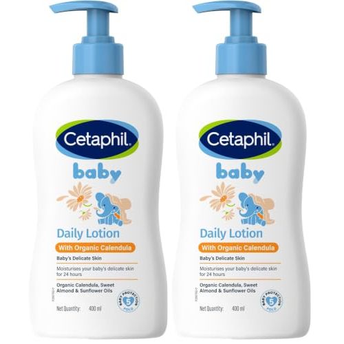 Cetaphil Baby Daily Lotion with Organic Calendula |Vitamin E | Sweet Almond & Sunflower Oils |13.5 Fl. Oz (Pack of 2)