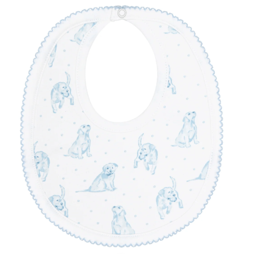 Blue Puppy Love Print Bib