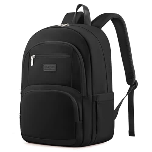 LOVEVOOK Travel Laptop Backpack for Men Women, Waterproof Work Backpack Fits 15.6 Inch Laptop, Large Computer Backpack for College, Black