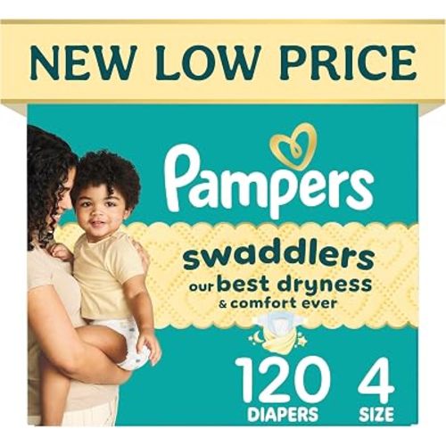 Pampers Swaddlers Diapers, Size 1 (8-14 lbs), 164 Count, Hypoallergenic, Absorbent, Keeps Baby Dry and Comfortable, Skin Safe Disposable Newborn Baby Diaper