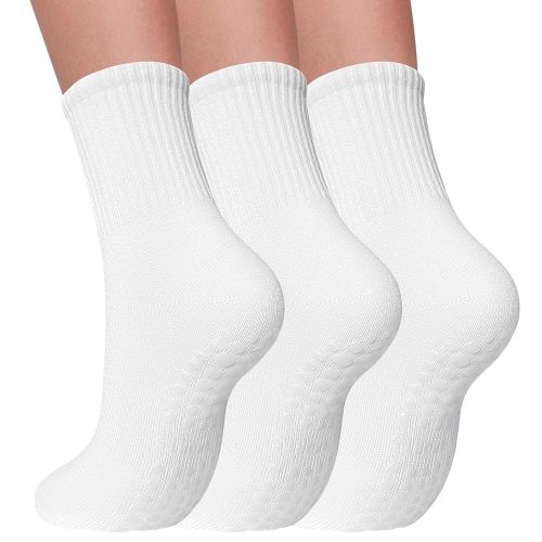 3 Pairs Pilates Socks with Grips for Women Non Slip Grip Socks for Yoga Barre Hospital Workout