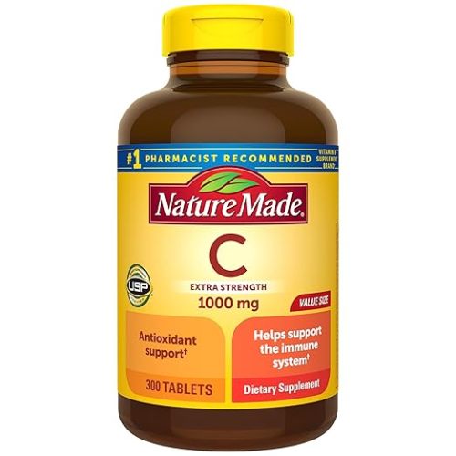 Nature Made Vitamin C 1000 mg Extra Strength, Dietary Supplement for Immune Support, 300 Tablets, 300 Day Supply
