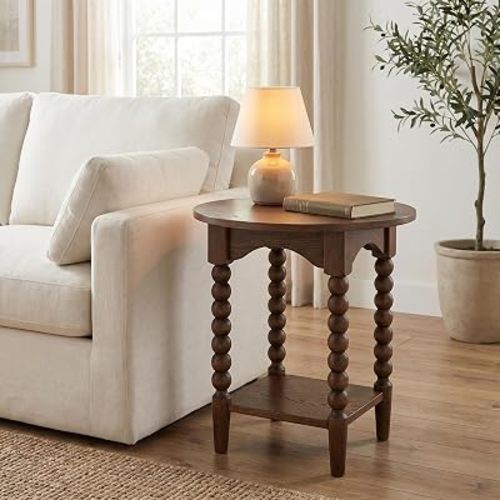 Pembroke 22" Modern Round End Table, Cocoa Brown