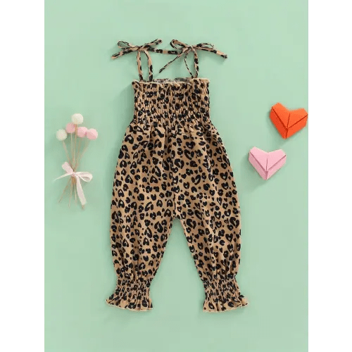 toddler girl abg sling jumpsuit heart/leopard printed - Temu