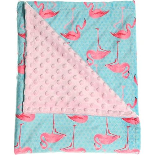 Super Soft Minky Baby Blanket With Double Layer Dotted Backing - Pink Flamingo Security for Newborns, Nursery, Stroller, Receiving, Toddlers, Crib Bedding for Boy or Girl (30 x 47 Inch)