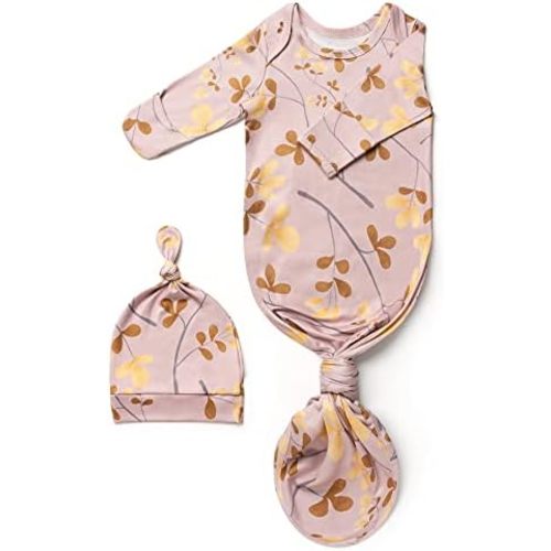 Newborn Knotted Baby Gowns 0-3 Months, Soft and Cute Newborn Sleepers, Baby Clothes Girl Outfits with Stretchy Long Sleeve