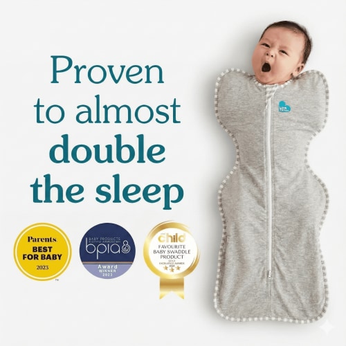 Love to Dream Swaddle Up Baby Sleep Sack, Arms Up Design, Sleep Nearly 2x Longer, Twin Zipper, Cotton, Medium 13-19 lbs, 1.0 TOG, Grey