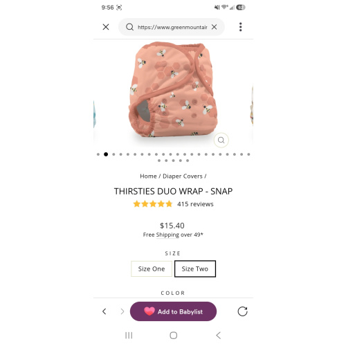Thirsties Duo Wrap two-sized cloth diaper cover