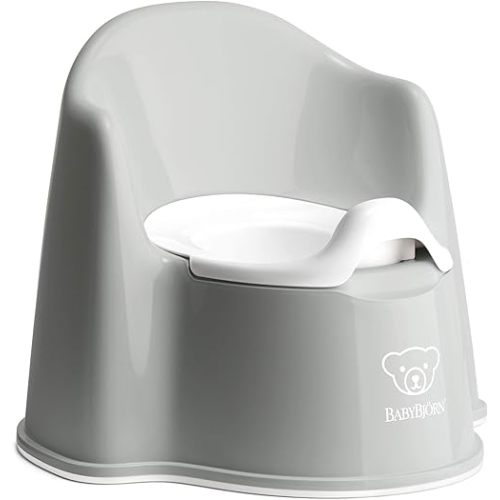 BabyBjörn Potty Chair, Gray/White Potty Training Toilet, Easy-to-Clean, Removable Inner Potty, Non-Slip