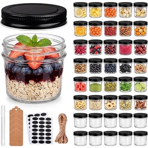 QAPPDA 4oz Mini Mason Jars, 40 Pack Small Glass Jars with Lids