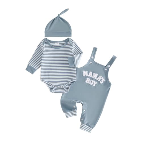 Baby Boy Clothes Set Bodysuit Top Suspender Pants Hat Newborn 3Pcs Outfit