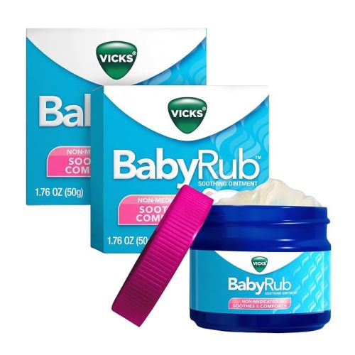 Vicks BabyRub Chest Rub Ointment with Soothing Aloe, Eucalyptus, Lavender, and Rosemary, from the makers of VapoRub, 1.76 oz