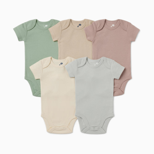Small Story Short Sleeve Bodysuit Solid (5 Pack) - Dusty Neutrals, 0-3 M