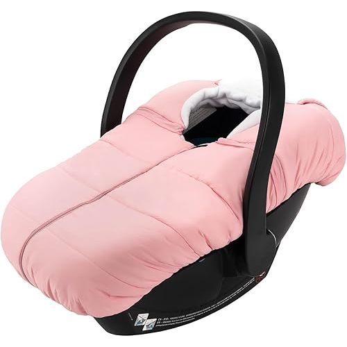 FUNUPUP Car Seat Covers for Babies Winter Carseat Covers Baby, Infant Car Seat Cover Canopy with Warm Fleece Lining for Boys Girls,Pink