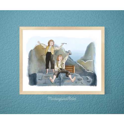 Merry and Pippin Art Print | Hobbit Friendship, Shire Decor