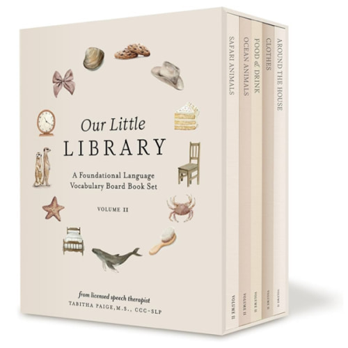 Our Little Library Vol. 2: First 100 Words Board Book Box Set, including Ocean Animals, Safari Animals, Food and Drink, Clothes, and Around the House (Tabitha Paige Children's Book Series)