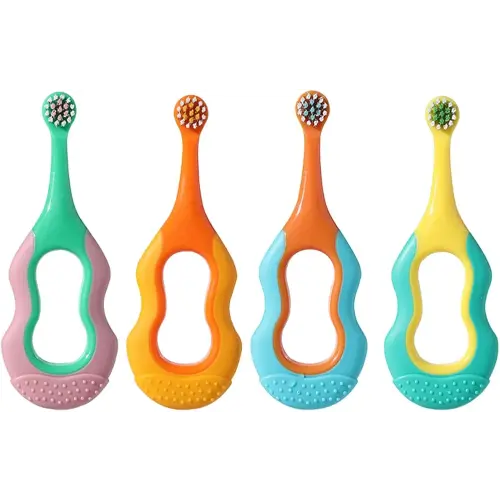 onluckdeer Baby Toothbrush,Lovely Calabash Handle Design Soft Bristles Infant to Toddler Toothbrush,Small Head for 0-3 Years, Teething Relief,4 Pack