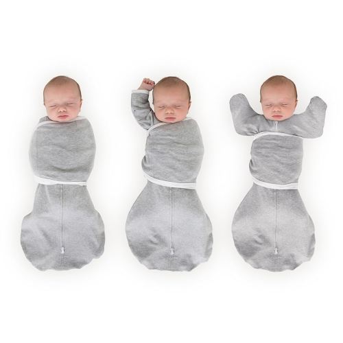 SwaddleDesigns Organic 6-Way Omni Swaddle Sack Arms Up Swaddle for Newborn, More Options to Calm Startle Reflex, Improves Sleep, Small, 0-3 Month, 6-14 lbs, Heathered Gray