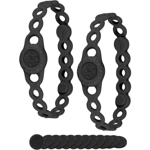 BONE Fragrance Chain Aromatherapy Essential Oil Diffuser Bracelet – Silicone Mosquito Repellent, Adjustable & Washable Diffuser Bracelet (2-Pack Black)