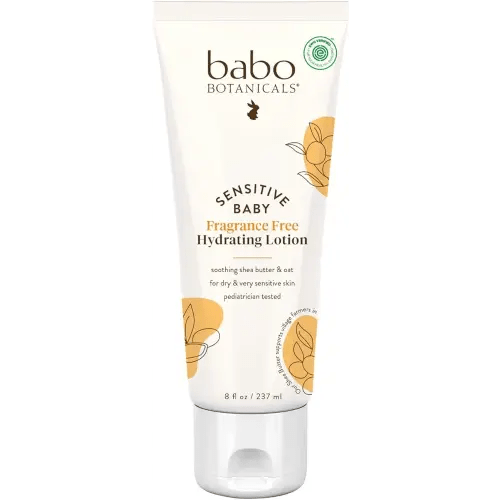 BABO Botanicals Sensitive Baby Fragrance-Free Daily Hydrating Baby Lotion - Shea Butter & Jojoba Oil - for Body & face - for Babies, Kids & Adults with Sensitive Skin - EWG Verified - Vegan