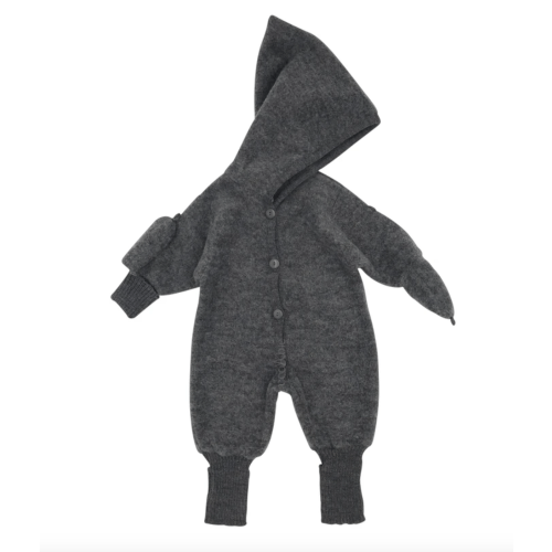 Reiff Baby Coverall Romper with Hood and Mittens, 100% Wool - 6-12 Months