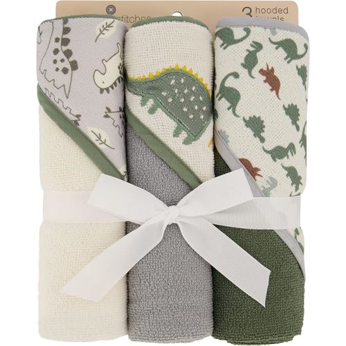 Amazon.com : Cudlie Buttons & Stitches Baby Boy 3 Pack Rolled/Carded Hooded Towels in Dino Roar Print (GS71721) : Baby
