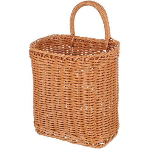 DOITOOL Hanging Storage Basket Woven Wall-Mounted Organizer for Kitchen and Entryway Vintage Style Garlic and Utensil Holder 4.3 X 6.7 X 4.3 Inch