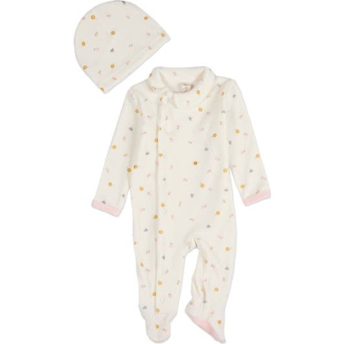 2 Piece Baby Cotton Rich Velour Footie Set, Newborn