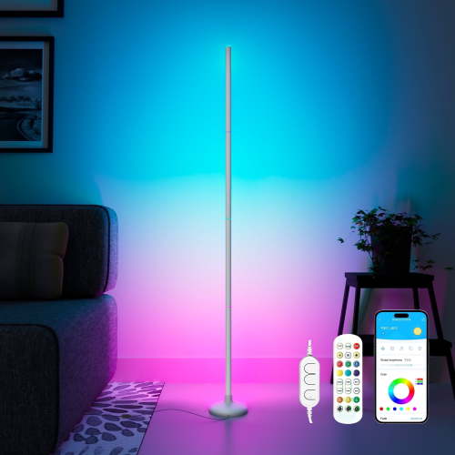 DAYBETTER Led Corner Floor Lamp, Smart Floor Lamp with APP&Remote, 16 Million Colors Changing, Music sync,Timing, Modern Corner led Light for Bedroom Living Room and Gaming Room.