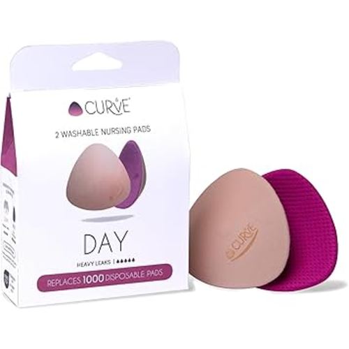 Essential Day - 2 Nursing Pads - Ultra Absorbent - Reusable & Washable Breast Pads - Heavy Leaks - Stay Dry All Day, Eco-Friendly. Say Goodbye to Disposable Pads