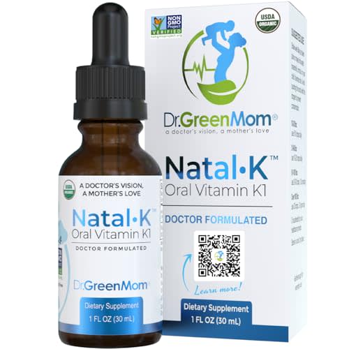 Dr. Green Mom Natal K Oral Vitamin K1 Drops for Newborns | Organic Phytonadione in MCT Oil | Natural VIT K for Babies to Support Blood Clotting