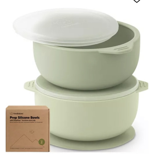 2-Pack Prep Baby Bowls with Suctions & Lids, Silicone Bowls for Baby Boy, Girl, Toddler Suction Bowl, Kids Bowl BPA-Free