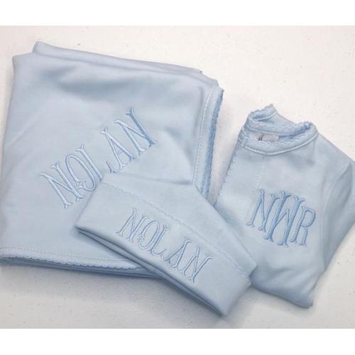 Baby Boy Coming Home Outfit, Monogrammed Footie, Personalized Baby Gift, Monogrammed Sleeper, Pima Cotton, Newborn - Etsy