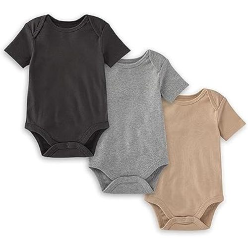 Burt's Bees Baby Unisex Short Sleeve Organic Cotton Bodysuits, 3-Pack