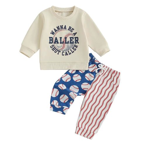 Hekkomird Baby Boy Girl Fall Outfits Cute Letter Print Long Sleeve Sweatshirt Elastic Pants Infant Newborn Winter Clothes