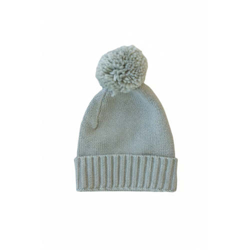 Knit Baby Pom Pom Beanie in Smoke | Caden Lane