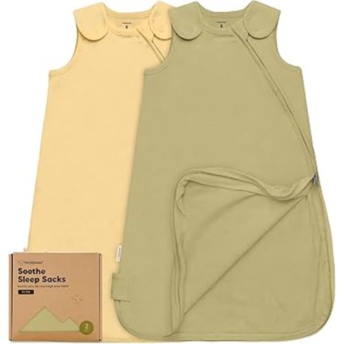 2-Pack Organic Baby Sleep Sacks, 100% Cotton - Soft & Breathable 0.5TOG Baby Wearable Blanket, Toddler Sleeping Sack 0-6 Months,Easy to Wear Transitional Swaddles for Newborns,Infants(Avocado, S)